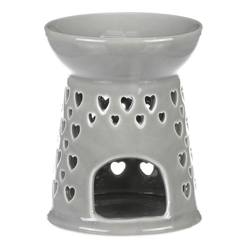 Aromalampa - porcelánová, se srdíčky, barva šedá