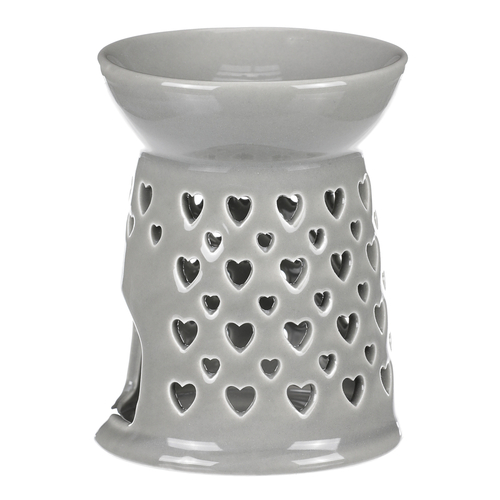 Aromalampa - porcelánová, se srdíčky, barva šedá
