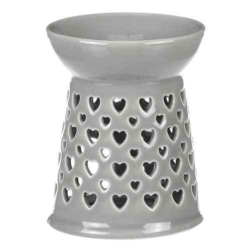 Aromalampa - porcelánová, se srdíčky, barva šedá
