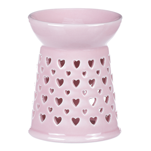 Aromalampa - porcelánová, se srdíčky, barva růžová