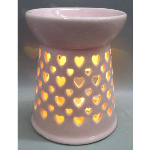 Aromalampa - porcelánová, se srdíčky, barva růžová
