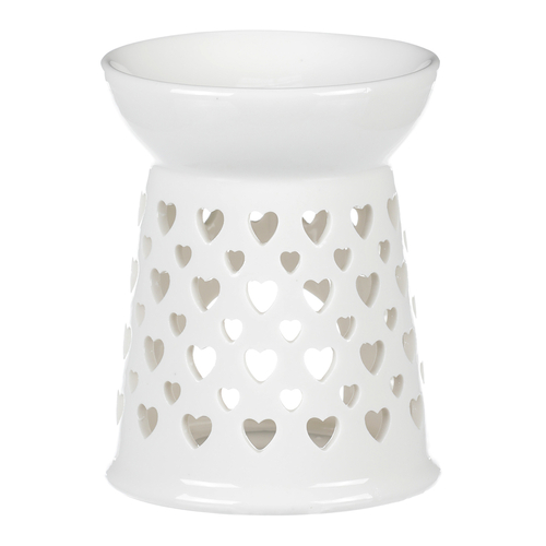 Aromalampa - porcelánová, se srdíčky, barva bílá
