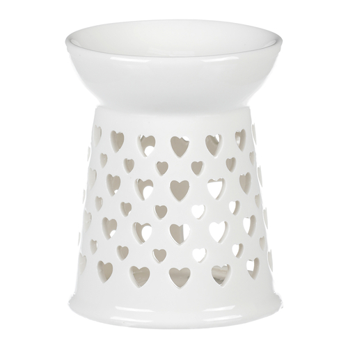Aromalampa - porcelánová, se srdíčky, barva bílá