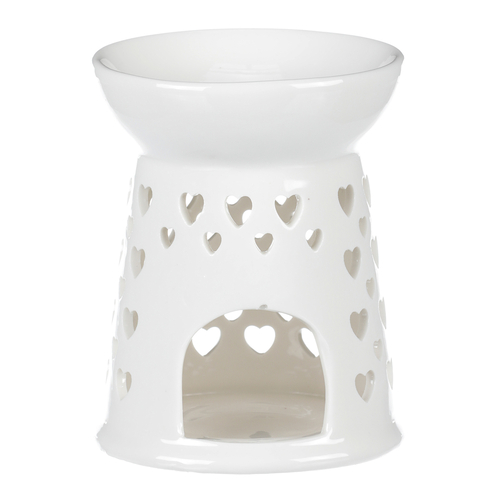 Aromalampa - porcelánová, se srdíčky, barva bílá