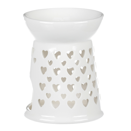 Aromalampa - porcelánová, se srdíčky, barva bílá