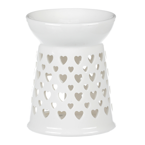 Aromalampa - porcelánová, se srdíčky, barva bílá