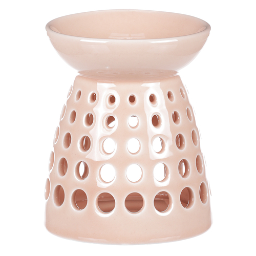 Aromalampa - porcelánová, kulaté otvory, barva meruňková