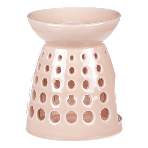 Aromalampa - porcelánová, kulaté otvory, barva meruňková
