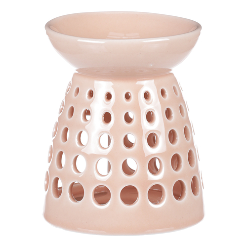 Aromalampa - porcelánová, kulaté otvory, barva meruňková
