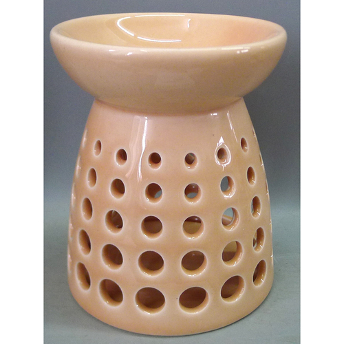 Aromalampa - porcelánová, kulaté otvory, barva meruňková