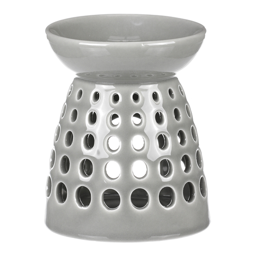Aromalampa - porcelánová, kulaté otvory, barva šedá