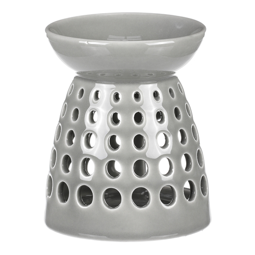 Aromalampa - porcelánová, kulaté otvory, barva šedá