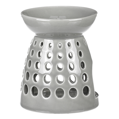 Aromalampa - porcelánová, kulaté otvory, barva šedá