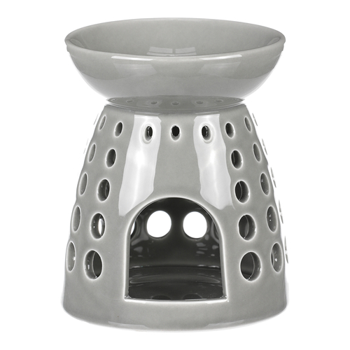 Aromalampa - porcelánová, kulaté otvory, barva šedá