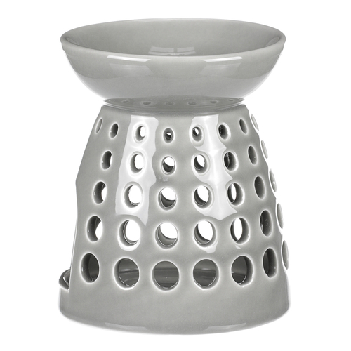 Aromalampa - porcelánová, kulaté otvory, barva šedá