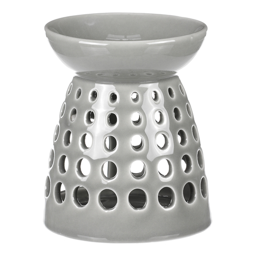 Aromalampa - porcelánová, kulaté otvory, barva šedá