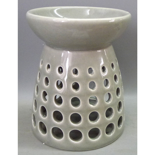 Aromalampa - porcelánová, kulaté otvory, barva šedá