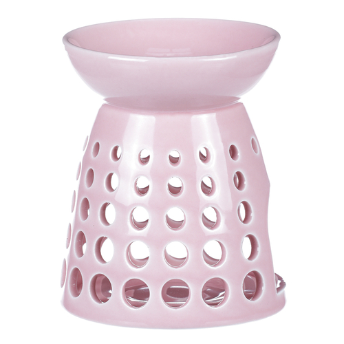 Aromalampa - porcelánová, kulaté otvory, barva růžová
