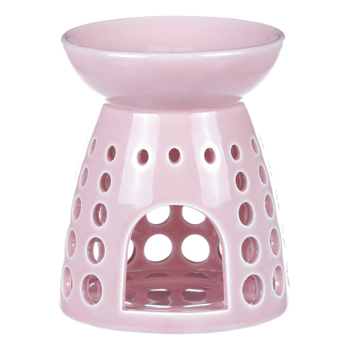 Aromalampa - porcelánová, kulaté otvory, barva růžová