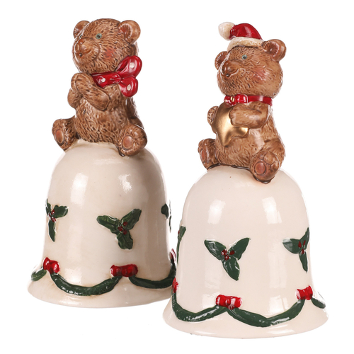 Zvonek s medvídkem - porcelán, mix 2 druhů, cena za 1 ks