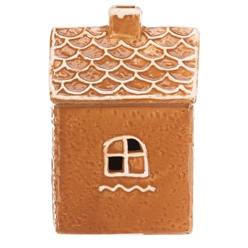 Domeček perníkový - keramika, LED osvětlení, hnědý