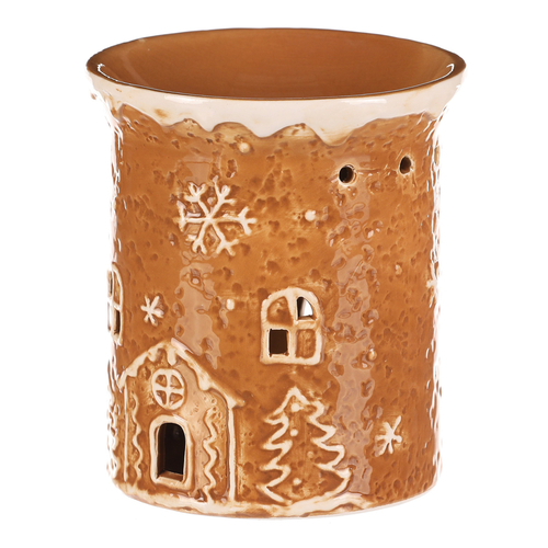 Aromalampa perníková - keramika, s domkem, hnědá