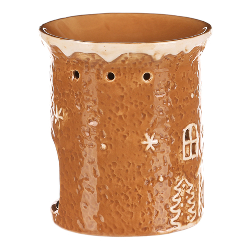 Aromalampa perníková - keramika, s domkem, hnědá