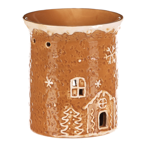 Aromalampa perníková - keramika, s domkem, hnědá