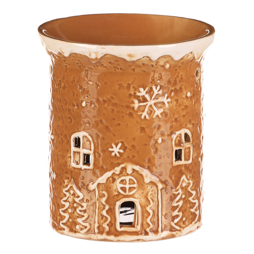 Aromalampa perníková - keramika, s domkem, hnědá