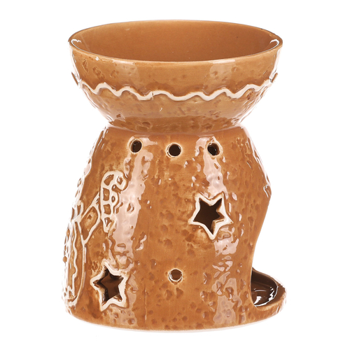 Aromalampa perníková - keramika, se sněhulákem, hnědá