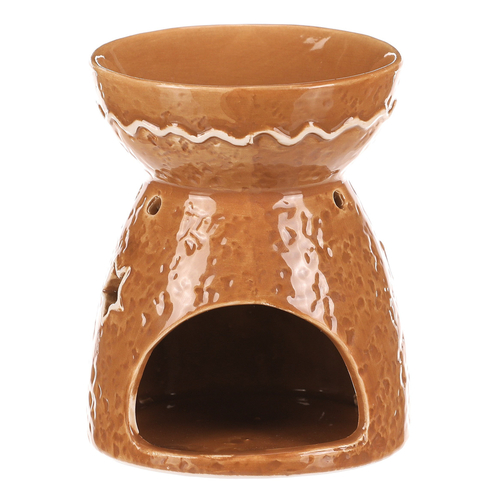 Aromalampa perníková - keramika, se sněhulákem, hnědá