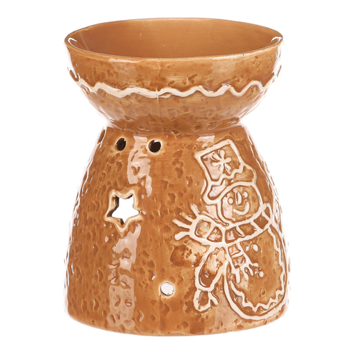 Aromalampa perníková - keramika, se sněhulákem, hnědá