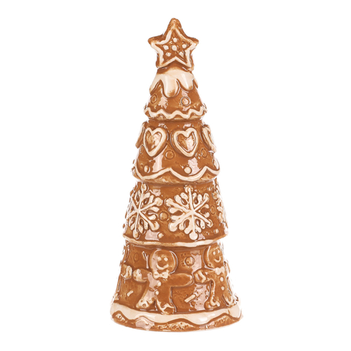 Stromek perníkový - keramika, vánoční s hvězdou, hnědý