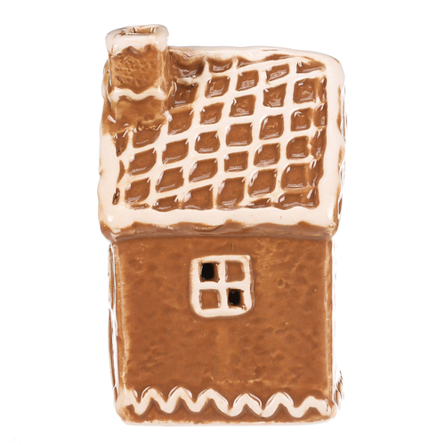 Domeček perníkový - keramika, LED osvětlení, hnědý