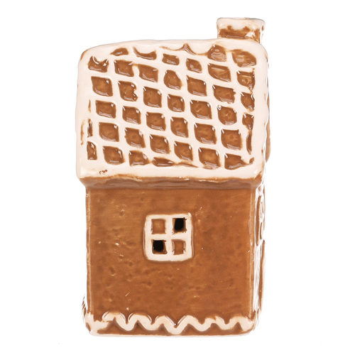 Domeček perníkový - keramika, LED osvětlení, hnědý