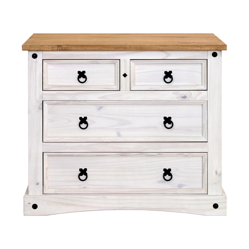 Komoda 2+2 zásuvky CORONA bílý vosk