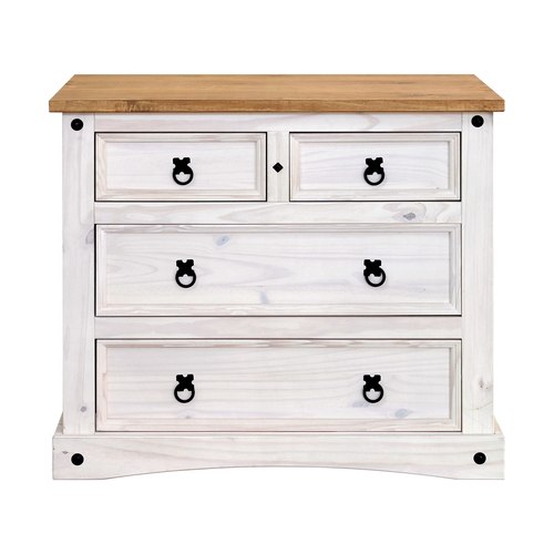 Komoda 2+2 zásuvky CORONA bílý vosk