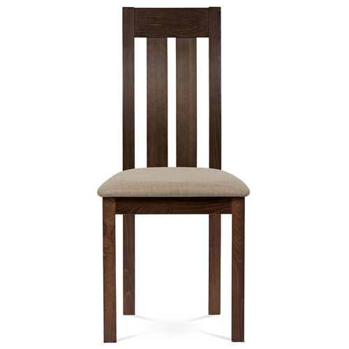 Jídelní židle, masiv buk, barva ořech, látkový béžový potah