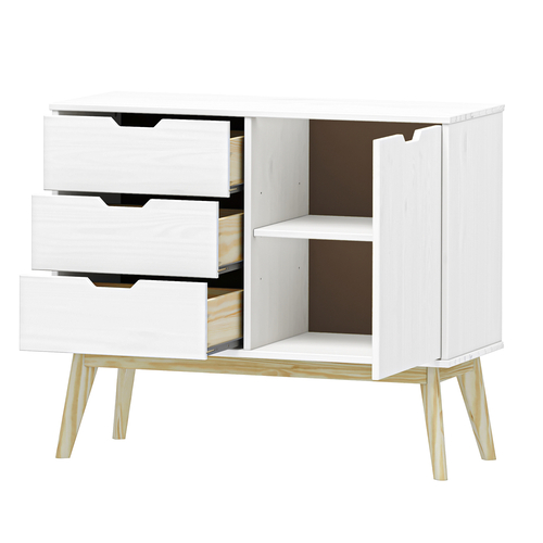 Komoda 1 dveře + 3 zásuvky BONITO bílý lak