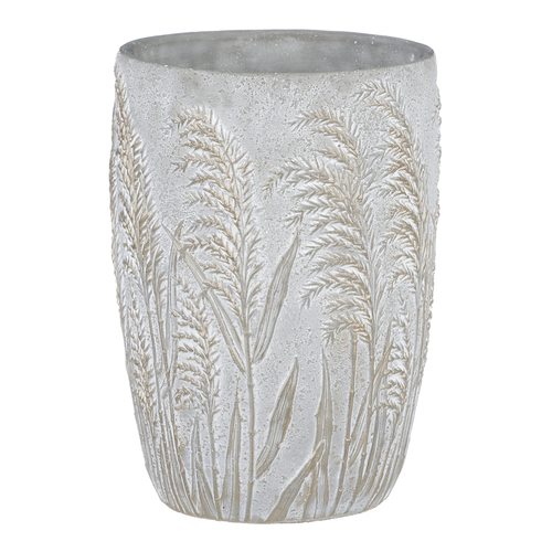 Váza betonová - vzor kvetoucí trávy, šedo-zlatá