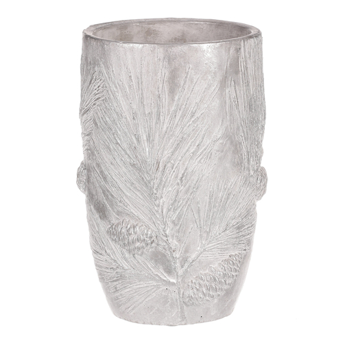 Váza betonová - vzor borovice, barva stříbrná