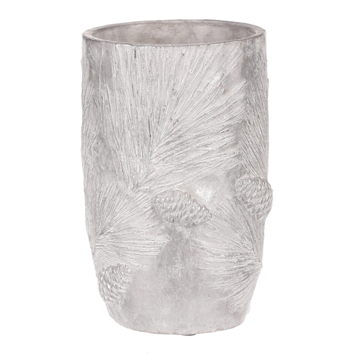 Váza betonová - vzor borovice, barva stříbrná