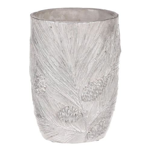Váza betonová - vzor borovice, barva stříbrná