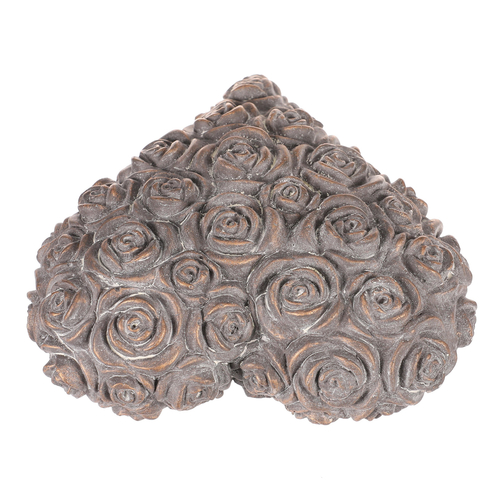 Srdce s růžemi - betonové, antracitově šedé