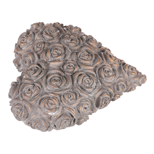 Srdce s růžemi - betonové, antracitově šedé