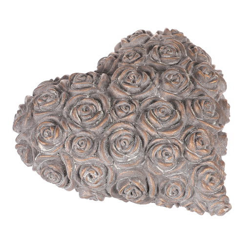 Srdce s růžemi - betonové, antracitově šedé