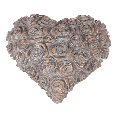 Srdce s růžemi - betonové, antracitově šedé