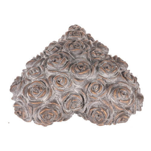 Srdce s růžemi - betonové, antracitově šedé