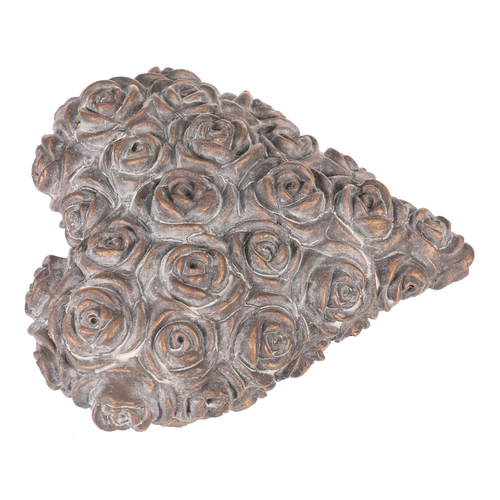 Srdce s růžemi - betonové, antracitově šedé