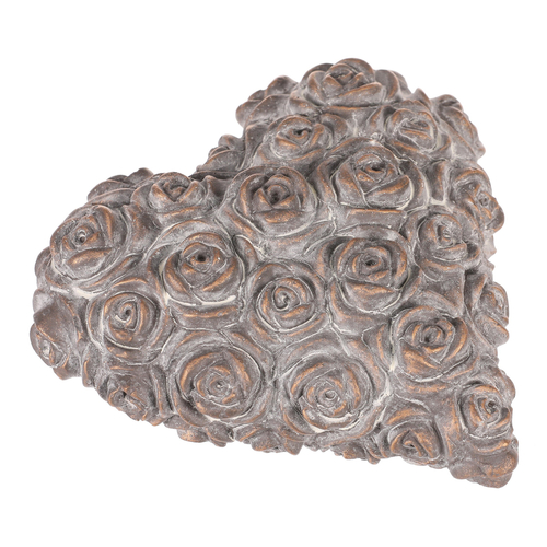 Srdce s růžemi - betonové, antracitově šedé